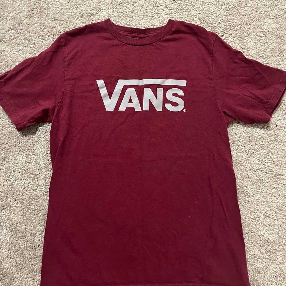 Vans Maroon Short Sleeve Tee Classic Logo